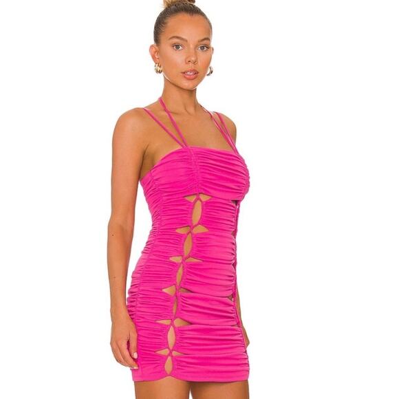 NWT Revolve NBD Hot Pink Diem Bodycon Cutout Mini Dress Barbiecore Size Small - Picture 3 of 16